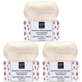 One With Nature front packaging showing three fragrance-free bars and clear labeling benefit
