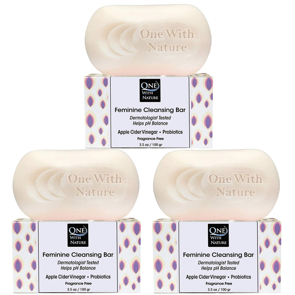 One With Nature front packaging showing three fragrance-free bars and clear labeling benefit
