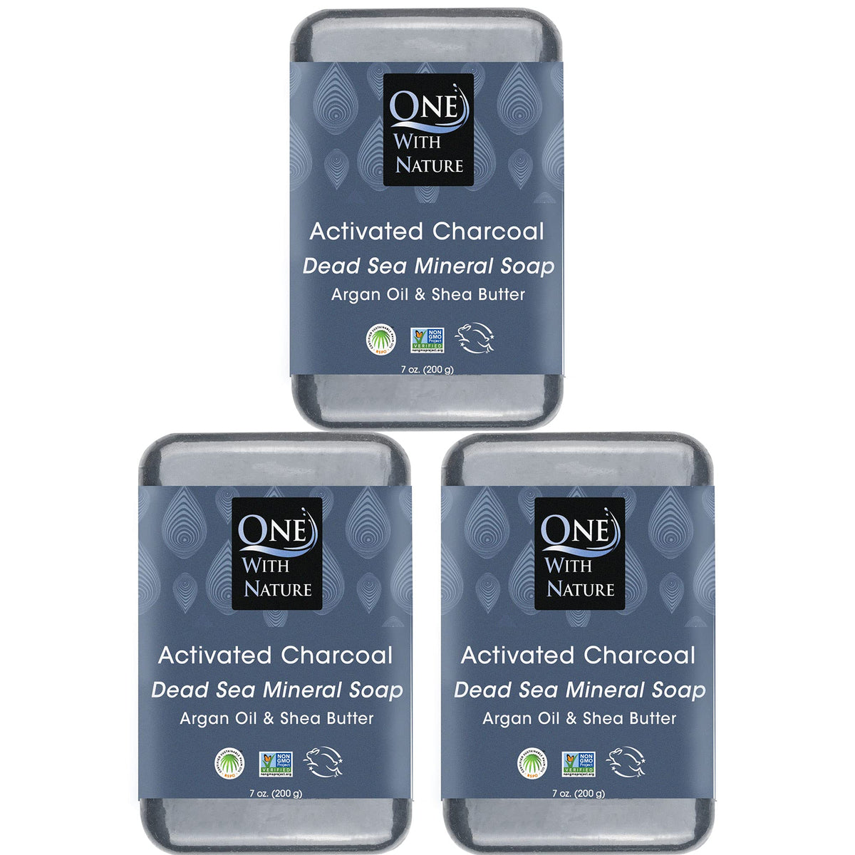 One With Nature front packaging showing three 7oz bars and product benefits