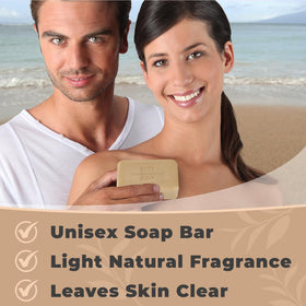 One With Nature soap bar in hand for scale showing generous 7oz size and long-lasting use