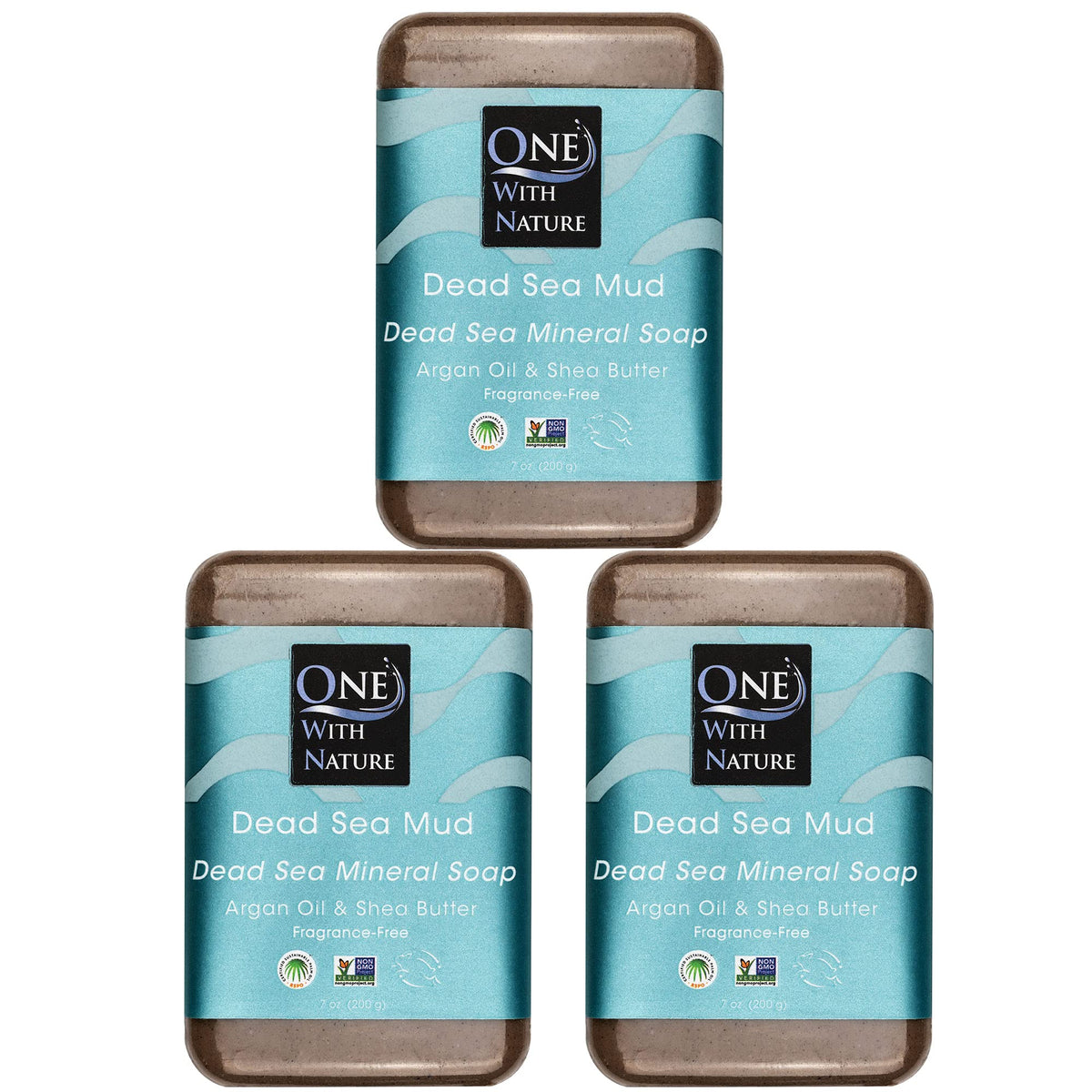 One With Nature soap front packaging showing natural bar and recyclable box benefit: clear product view