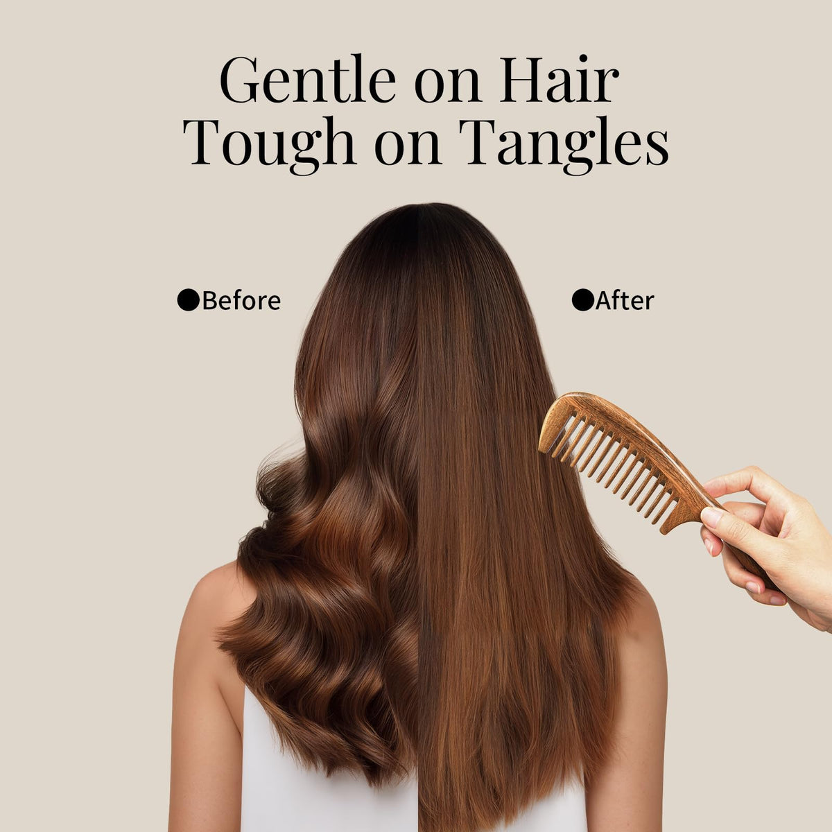 Onedor comb in use detangling hair shows effective knot removal and ease