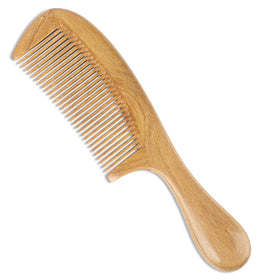 Onedor front view of wooden comb showing overall shape and fine teeth benefit smooth detangling
