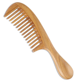 Onedor sandalwood comb front view shows smooth finish and anti-static benefit