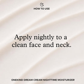 Onekind night cream placed beside sink suggesting simple evening routine and gentle use