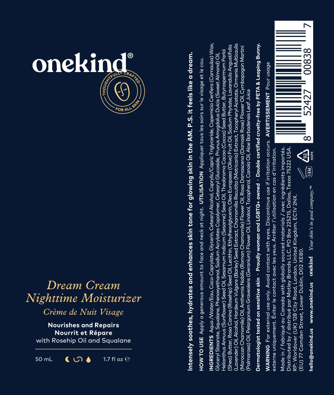 Onekind cream on nightstand with candle scene evoking nighttime self-care and restorative sleep benefits