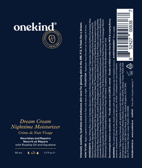 Onekind cream on nightstand with candle scene evoking nighttime self-care and restorative sleep benefits