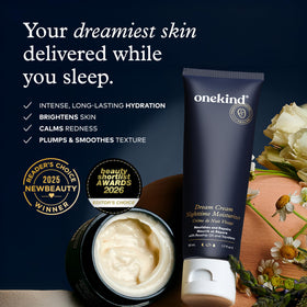 Onekind cream texture close-up showing smooth consistency and quick absorption benefit