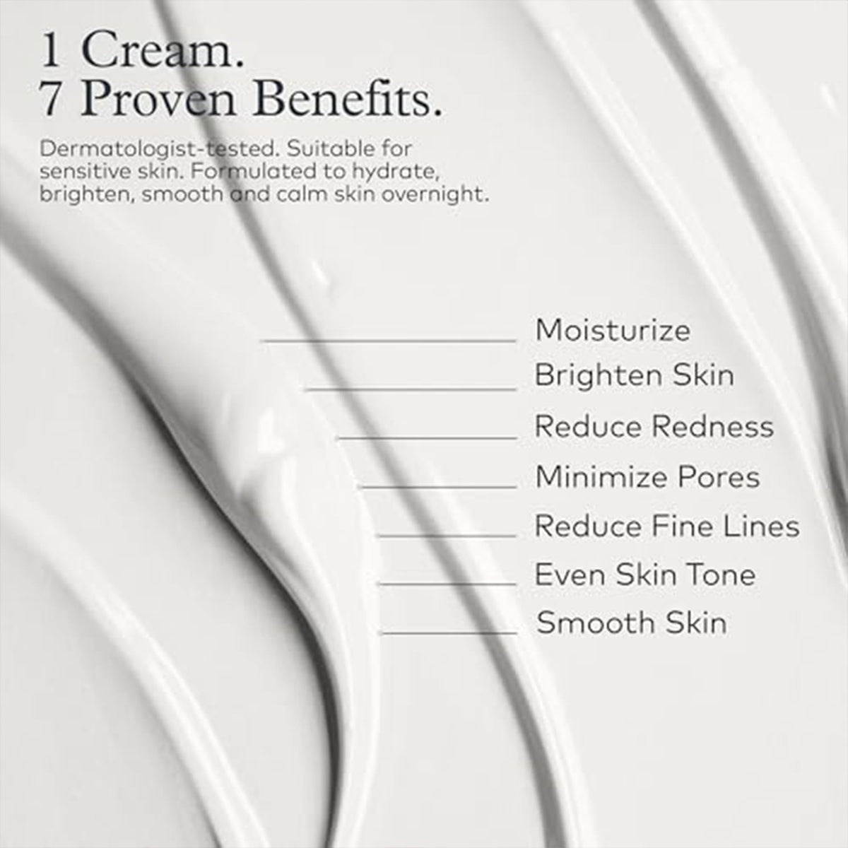 Onekind night cream dispensed in hand illustrating lightweight feel and easy spreadability