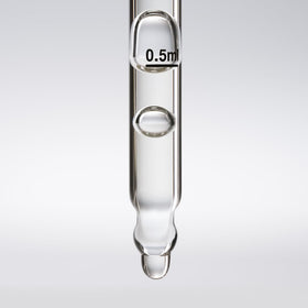 oneskin bottle next to common object showing 50 mL scale and travel-friendly benefit
