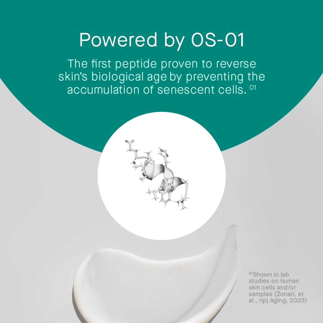 oneskin applied to neck and décolletage demonstrating even coverage benefit
