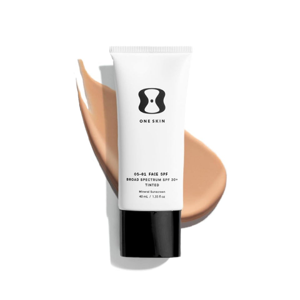 OneSkin front packaging showing labeled SPF and peptide benefits