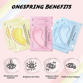 Onespring caffeine patch close-up demonstrating cooling gel that reduces puffiness