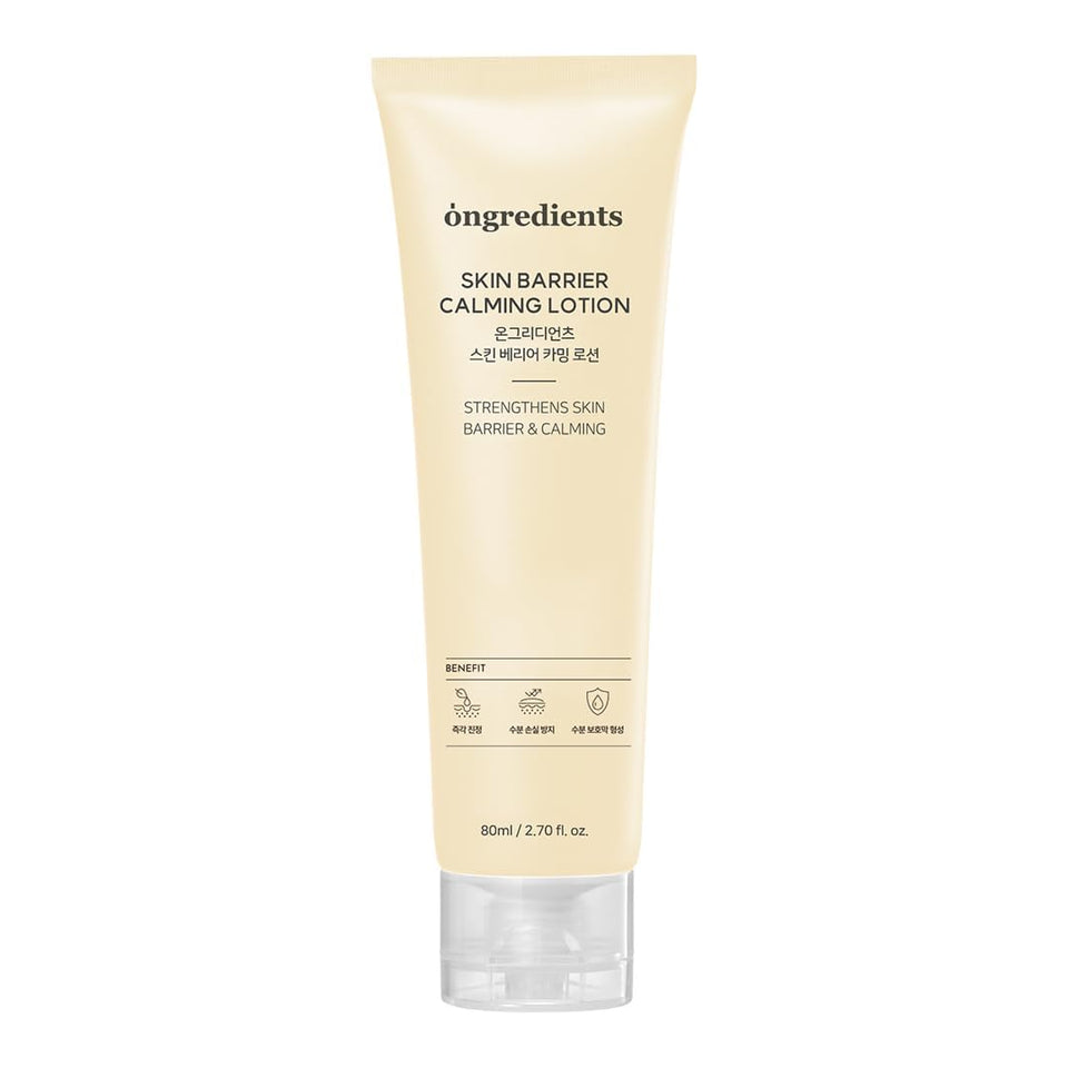 ONGREDIENTS front packaging showing bottle and label, highlights calming benefits