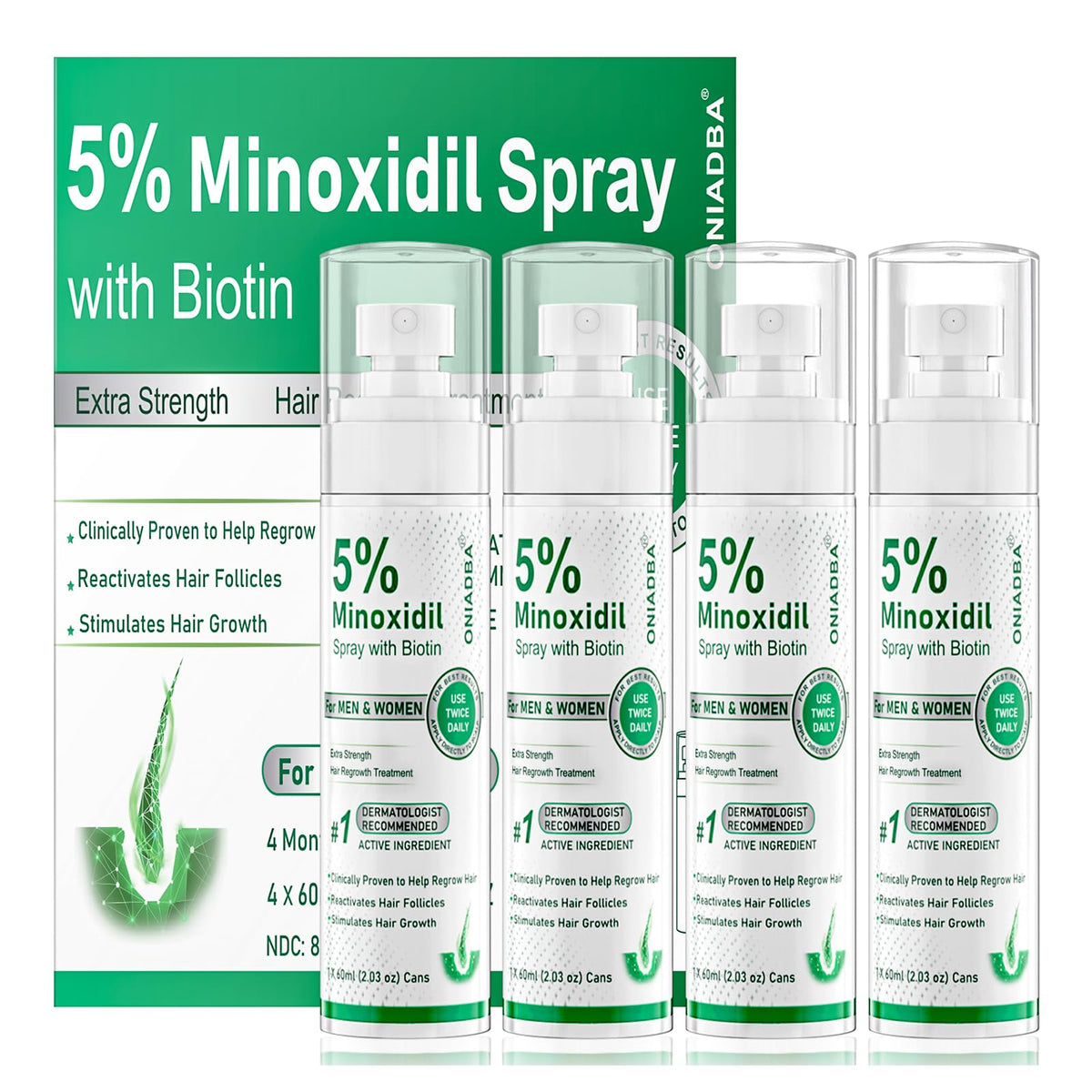 ONIADBA front packaging showing four bottles and supply benefits