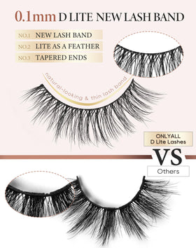 Onlyall applied on eye demonstrating natural flared effect benefit