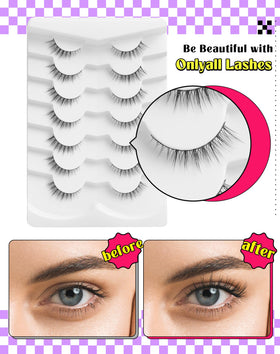 Onlyall lashes on model creating a subtle, flared natural look