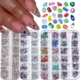 ONPRESS front packaging showing 4 boxes of colorful rhinestone charms for variety