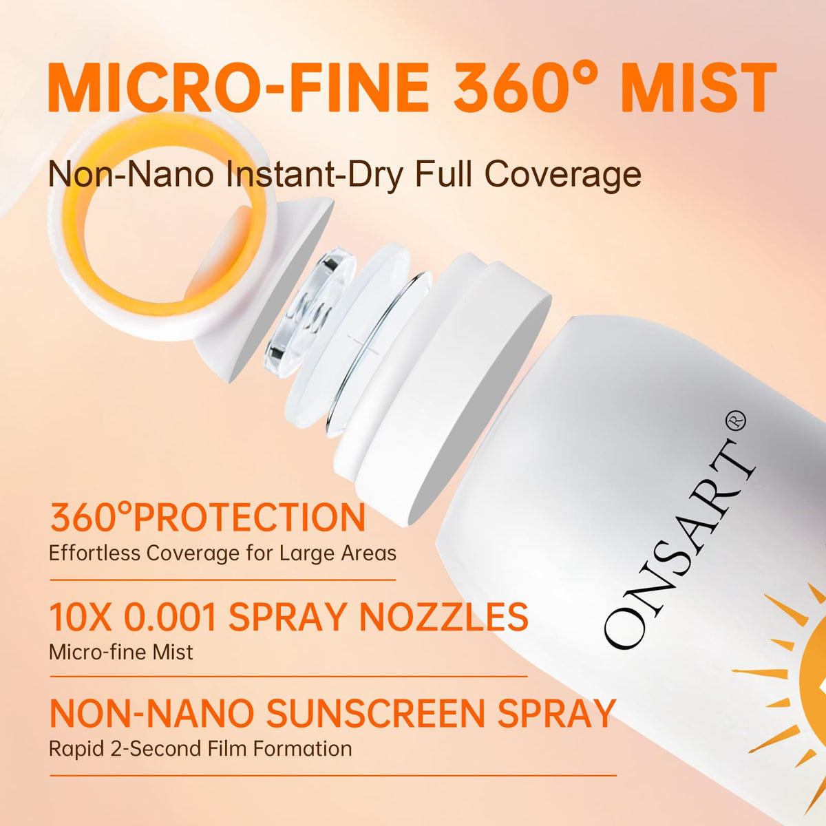 ONSART fine mist on arm demonstrating lightweight quick absorption