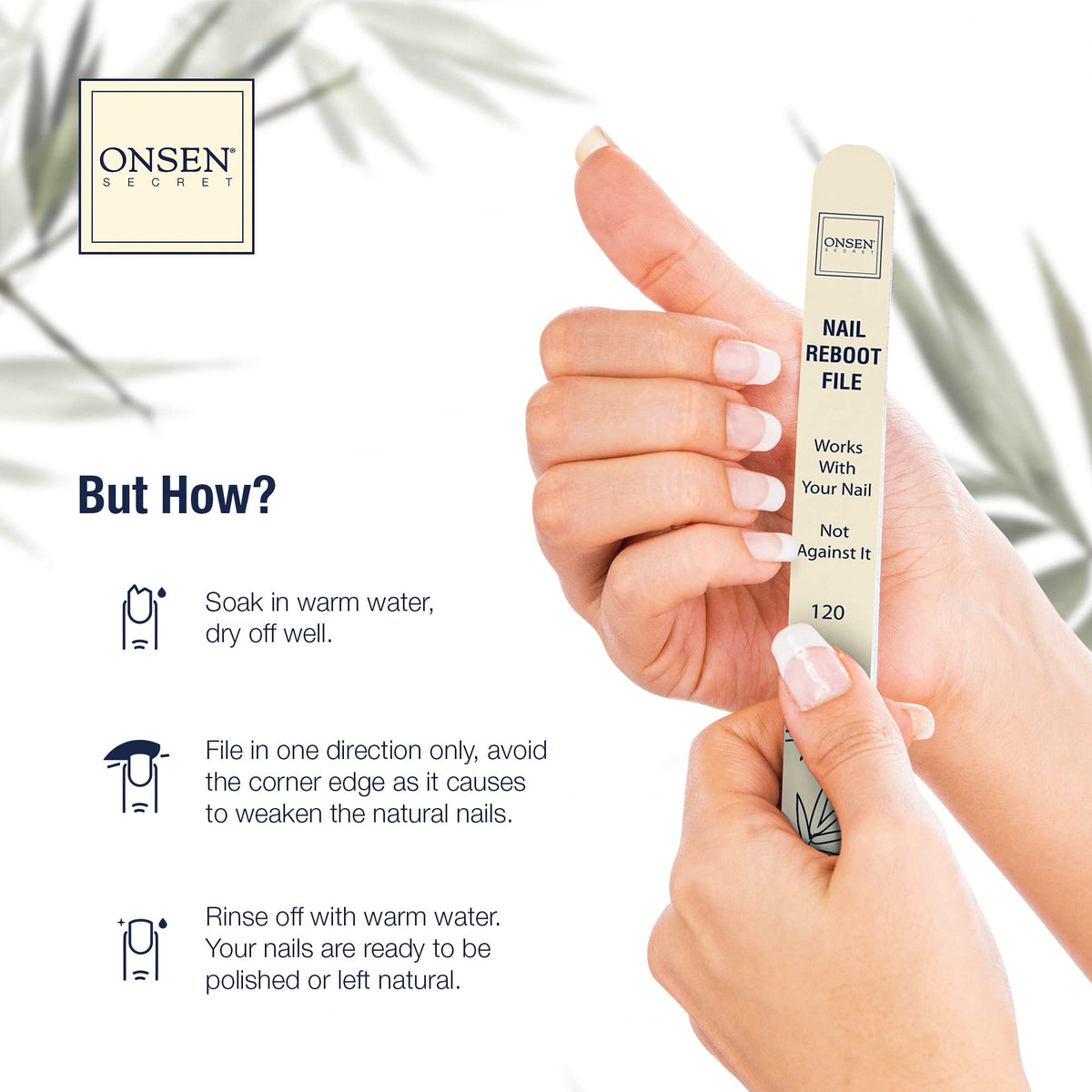Onsen Secret used to shape acrylic nails for fast, even contouring
