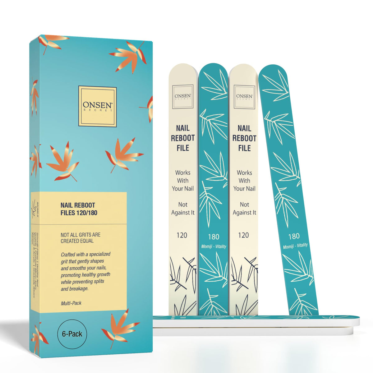 Onsen Secret front packaging showing six disposable nail files and convenience