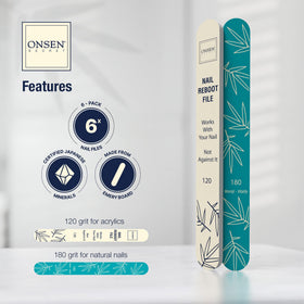 Onsen Secret nail file held in hand demonstrating comfortable length and control