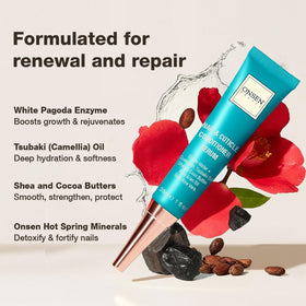 Onsen Secret with tsubaki and jojoba oils highlighting restorative botanical nourishment