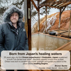 Onsen Secret in small pouch illustrating mess-free travel convenience