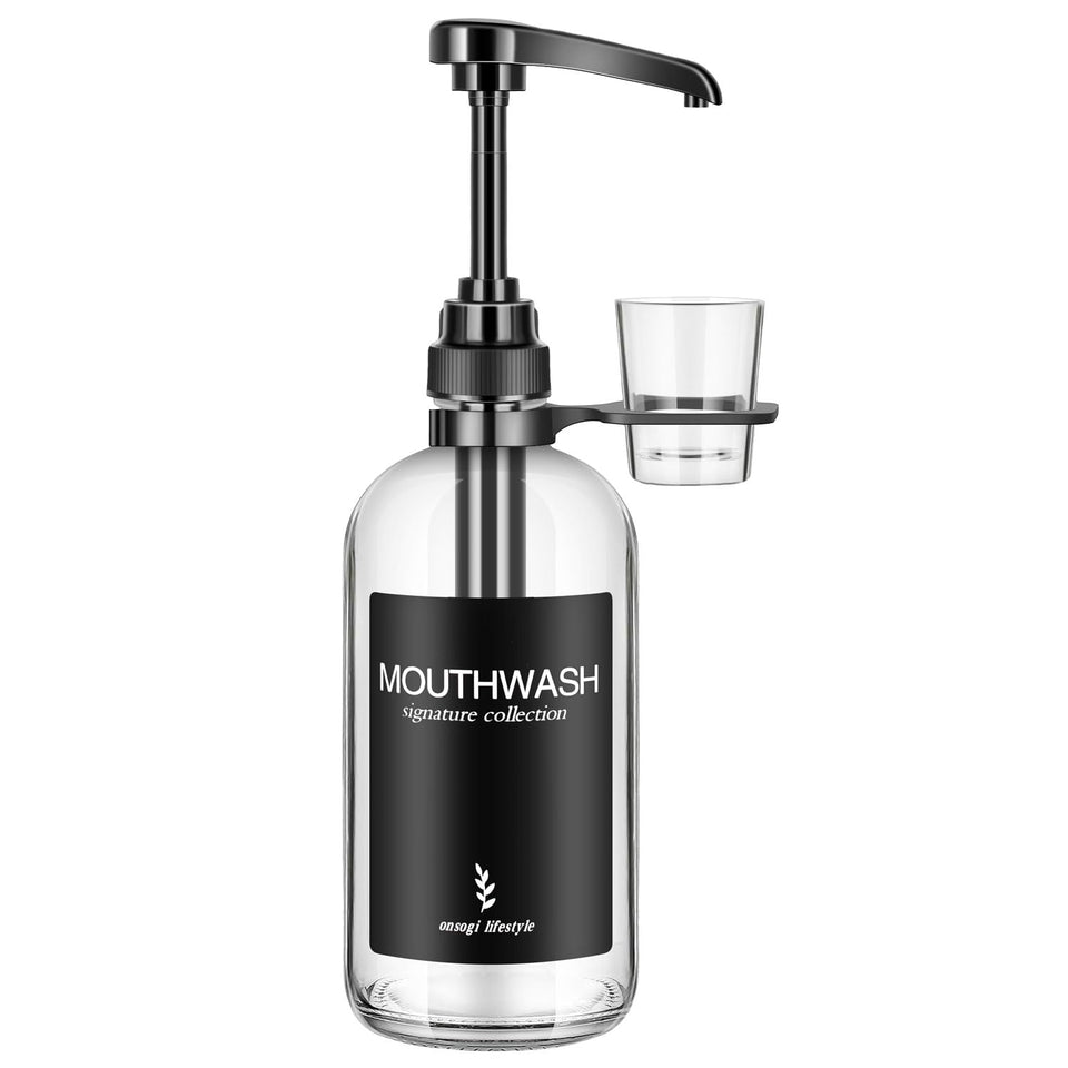 onsogi front view clear glass dispenser showing neat countertop organization