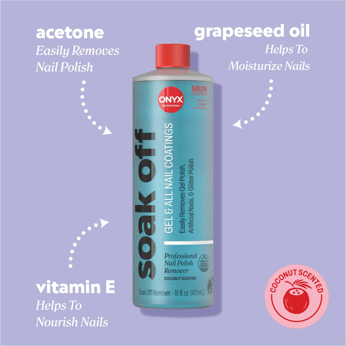 Onyx Professional remover bottle next to included nail file for easy polish prep