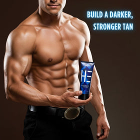 Onyx label close-up highlighting product features for faster tanning