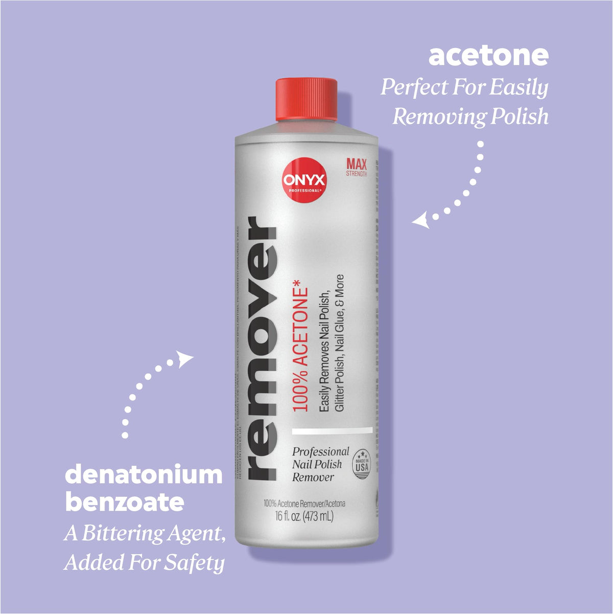 Onyx Professional acetone being poured into bowl demonstrating fast removal