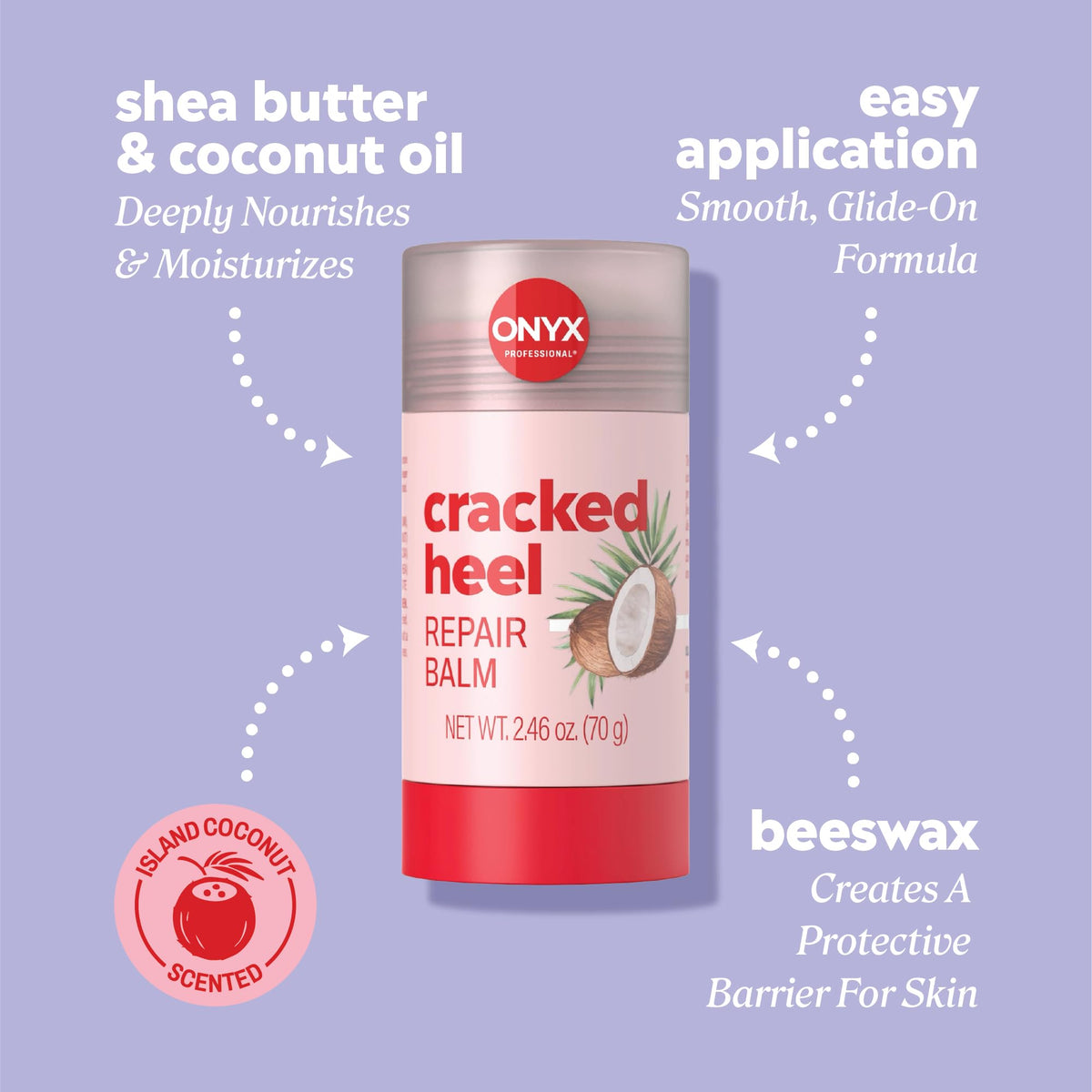 Onyx Professional texture swiped on heel showing deep hydration and softened skin