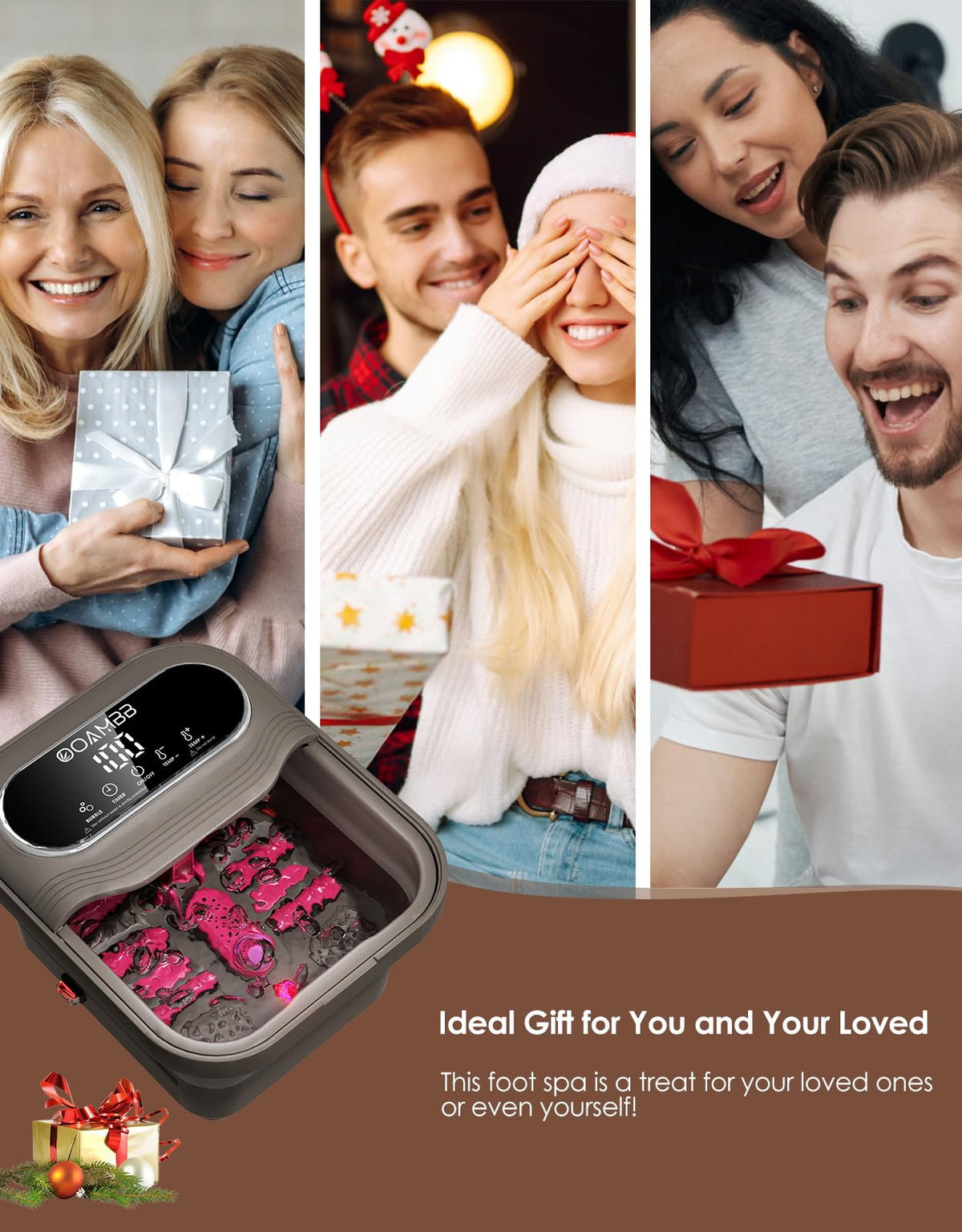 OOAMBB foot spa in use in living room setting for relaxed home pampering