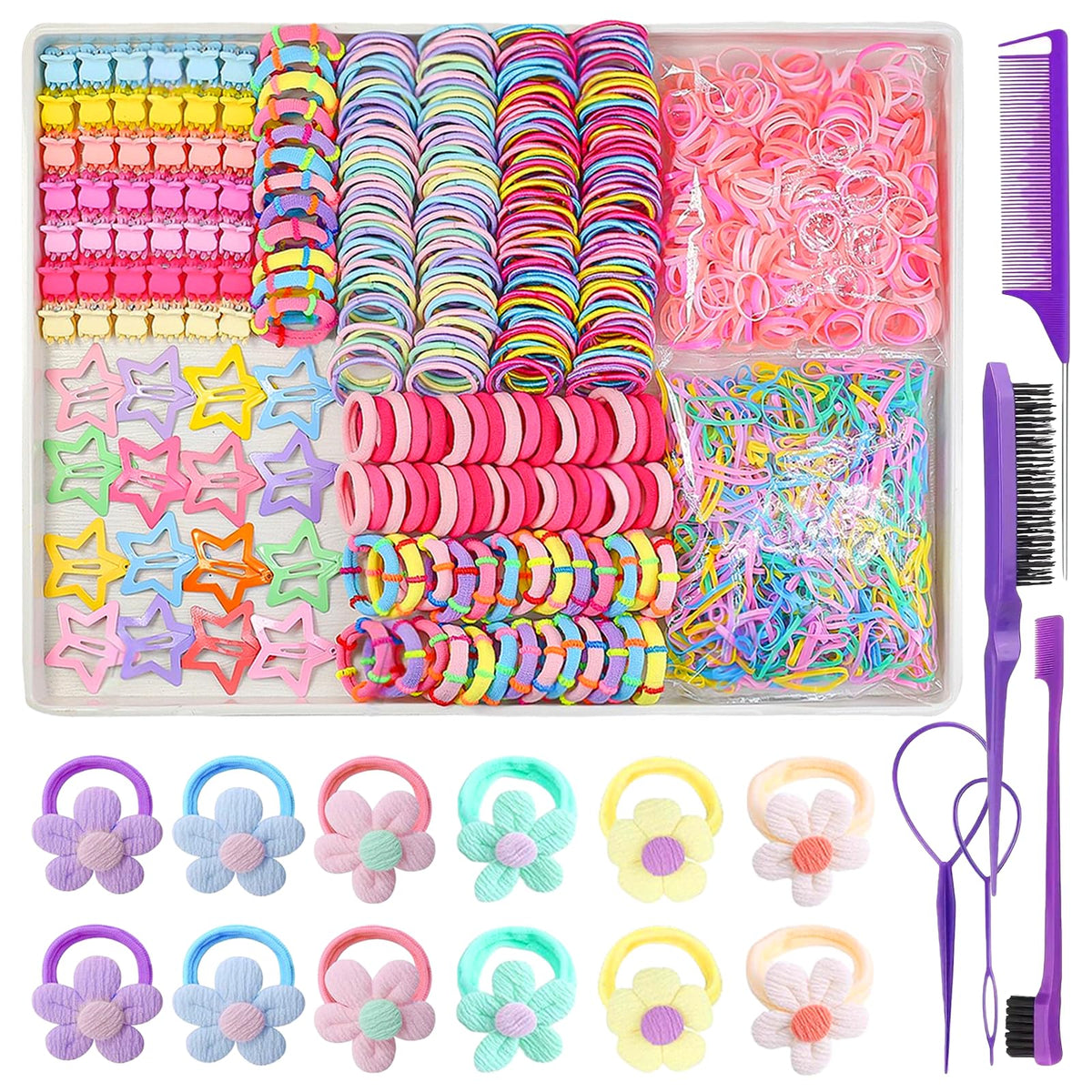 Ooosonlu front packaging showing full 889-piece hair tie set and contents