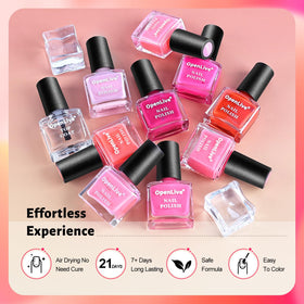 OpenLive base and top coat bottles side-by-side enhancing durability and shine