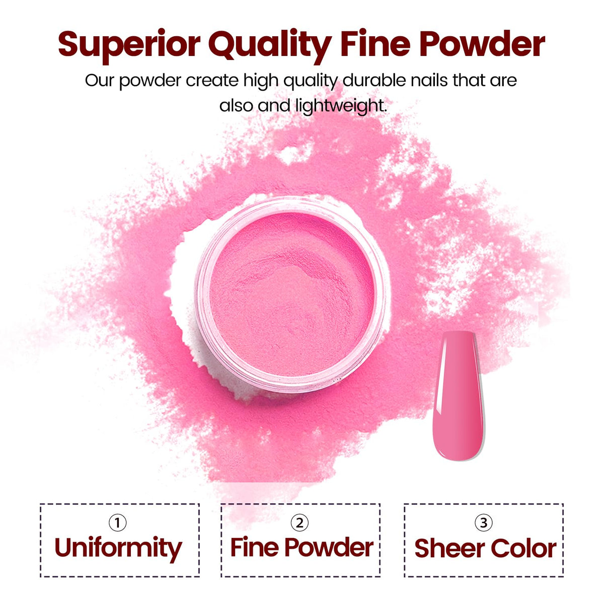OpenLive close-up of ultra-fine dip powder texture for smooth, even application