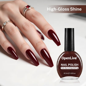 OpenLive close-up of glossy nail finish highlighting durable shine benefit