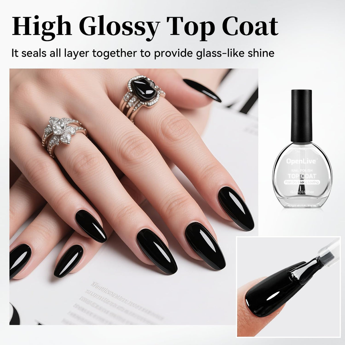 OpenLive close-up of glossy nail surface demonstrating high-shine finish