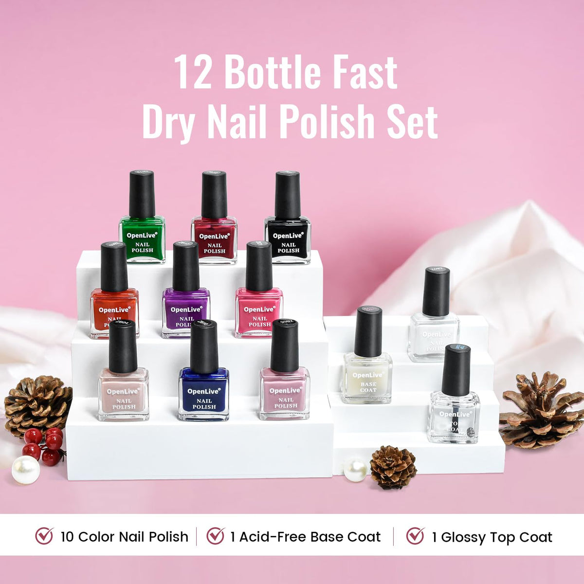 OpenLive colorful row display of ten vibrant shades highlighting easy color selection benefit