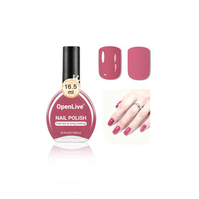 OpenLive bottle front view showing dark pink polish and glossy finish benefit