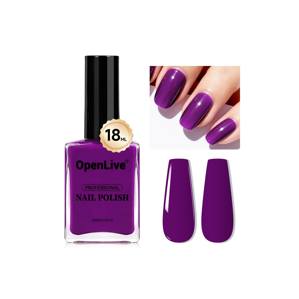OpenLive front bottle showing purple shade and high-gloss finish