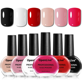 OpenLive front view of six 10ml bottle set showing cohesive neutral palette and convenience