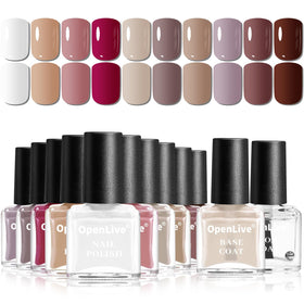 OpenLive front packaging showing all 12 bottles and included base and top coat for gifting benefit