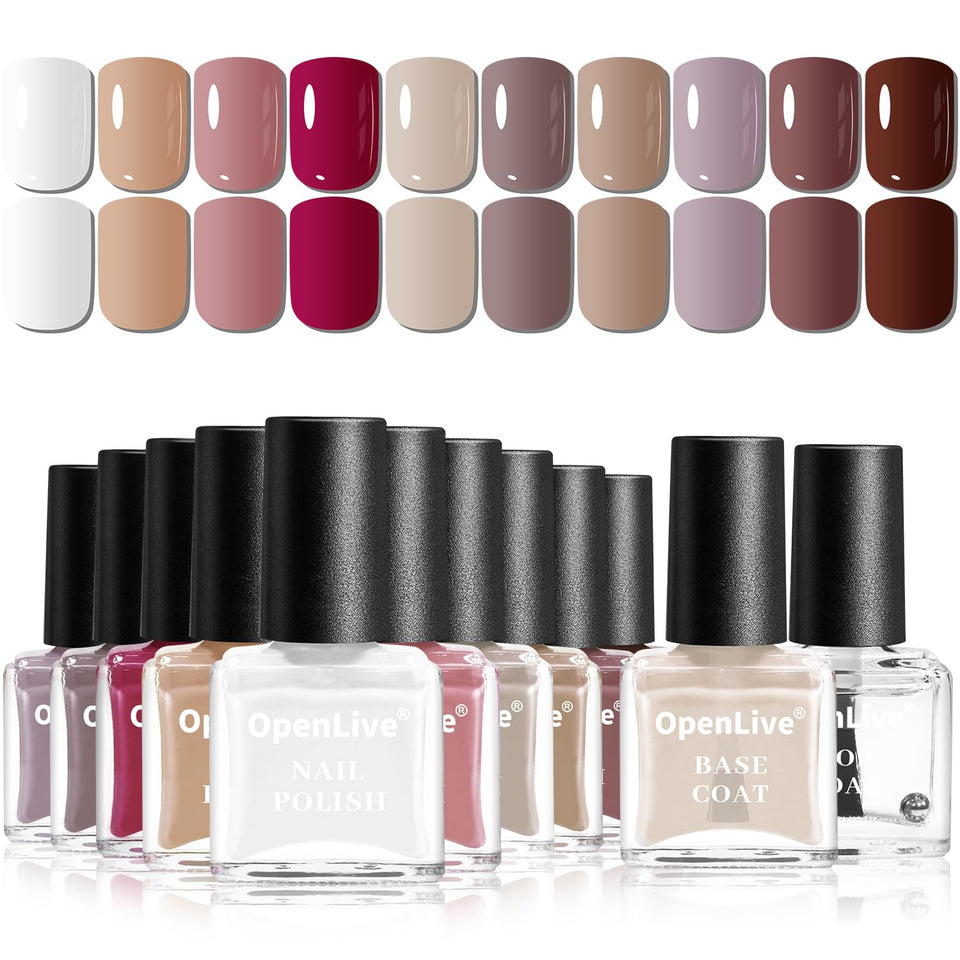 OpenLive front packaging showing all 12 bottles and included base and top coat for gifting benefit