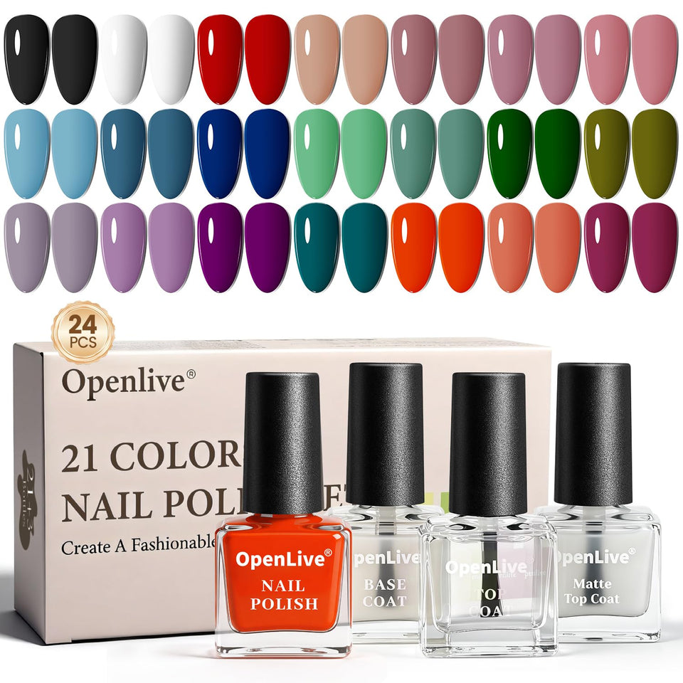 OpenLive front packaging showing 24 mini bottles and gift-ready box, versatile color range