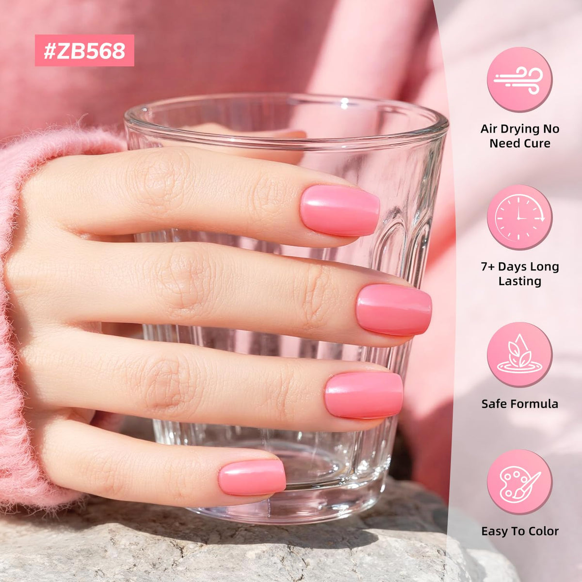 OpenLive manicure in use on nails demonstrating rich color payoff and quick-dry practicality