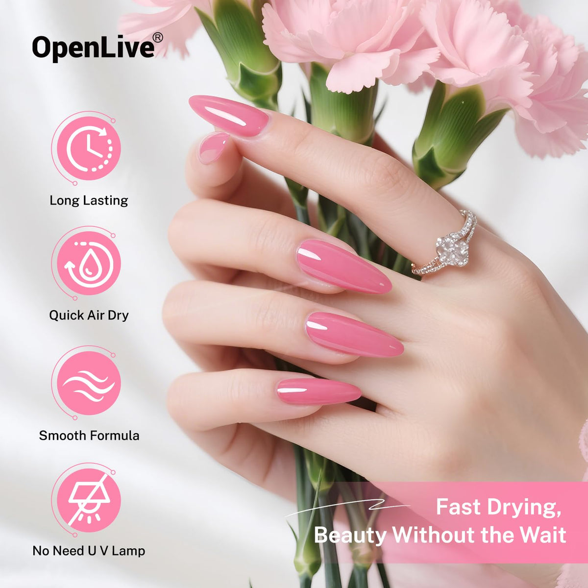 OpenLive bottle next to a coin for scale highlighting the generous 16.5ml volume benefit