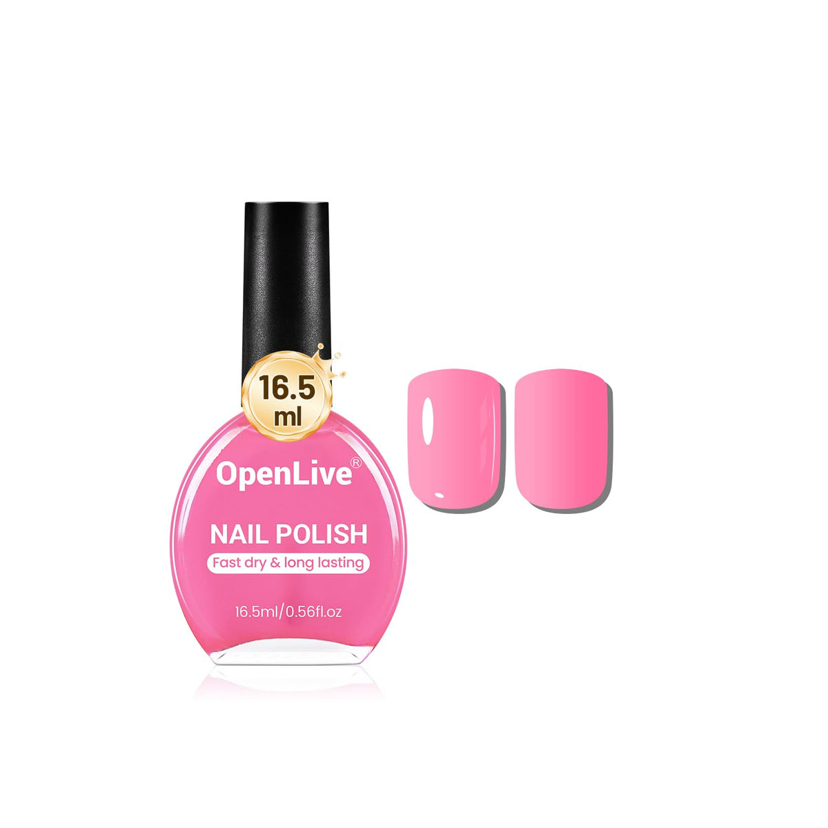 OpenLive rose pink front bottle showing full label and large 16.5ml size benefit