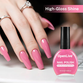 OpenLive nail swatch on clear tip showing true rose pink color accuracy benefit